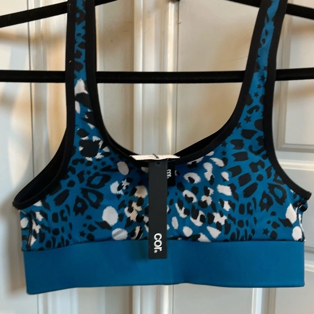 Cor by Ultracor Leopard Print Blue Sports Bra NWT Size Small